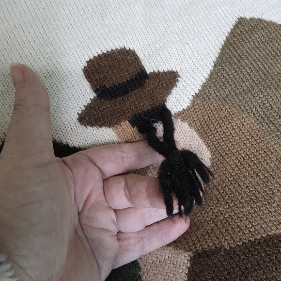Vintage Peruvian Alpaca Storyteller Sweater 3D Hand Knit Folk Art Scene - Picture 4 of 7